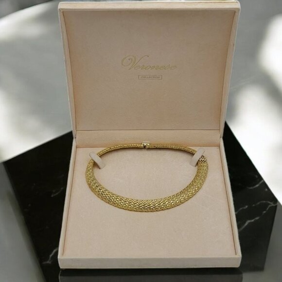 Viro18K Yellow Gold Clad .925 Sterling Silver Braided Neck Collar - Picture 7 of 10